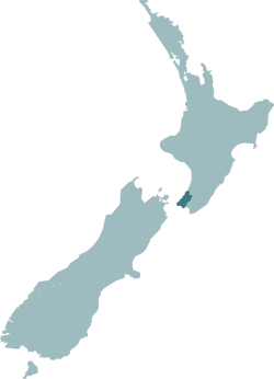 Map of New Zealand with the Greater Wellington region highlighted.