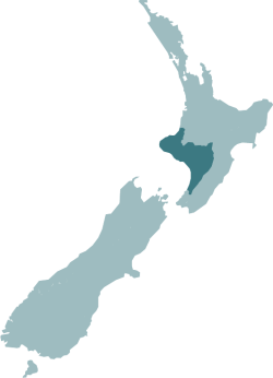 Map of New Zealand with the Taranaki and Manawatū region highlighted